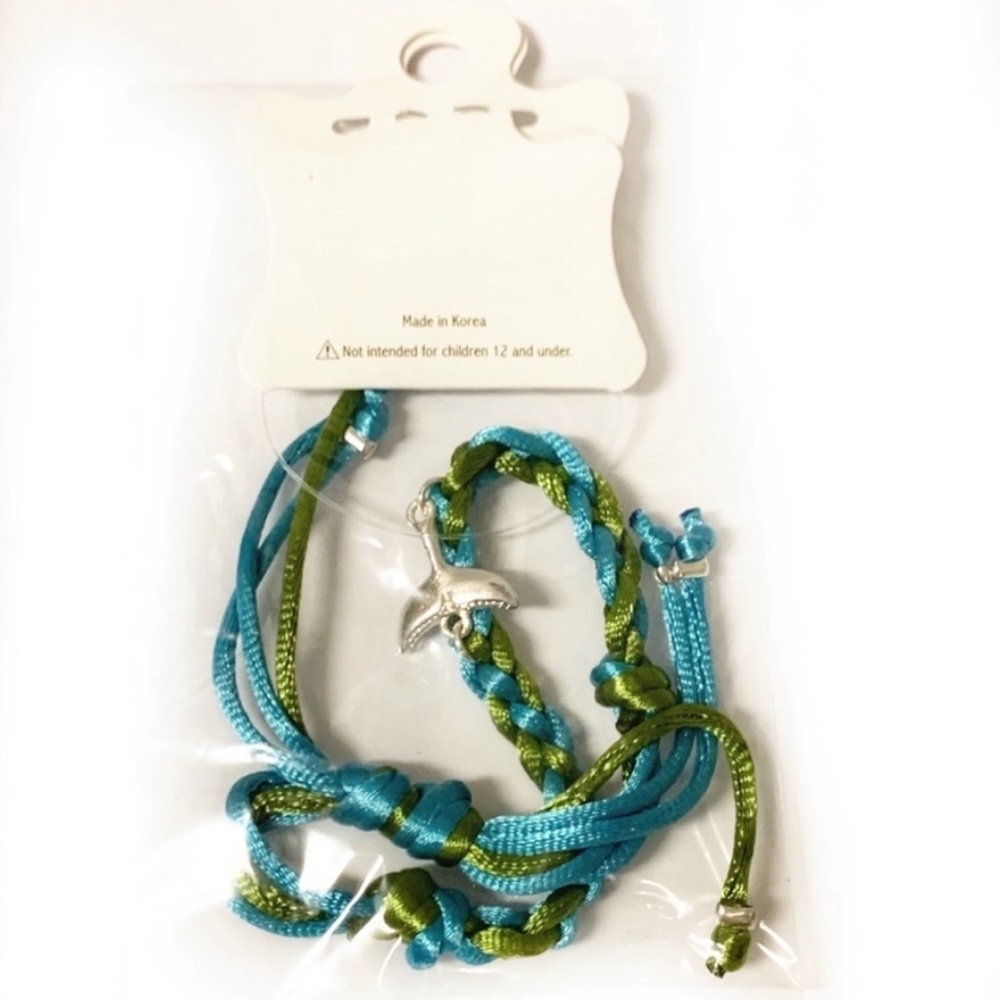 NWT Sterling Silver Whale Tail Blue & Green Anklet